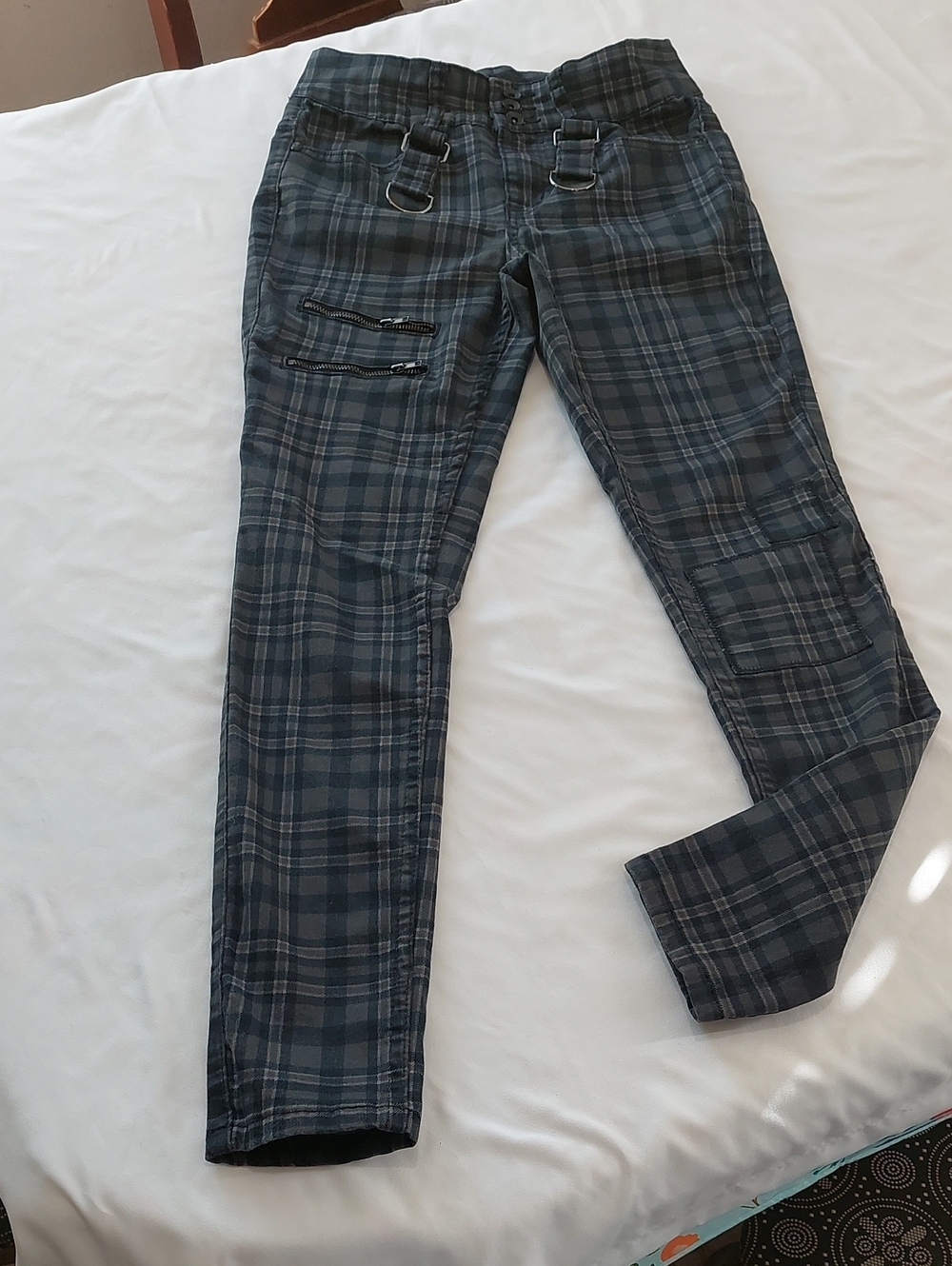 HT Denim Plaid Slim Fit Women's Jeans - Blue Gray.size 3